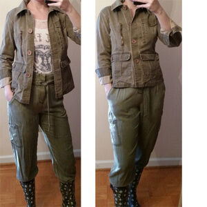 Vintage y2k safari denim jacket best for xs/s washed out green wash grunge